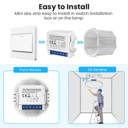 Išmani relė, 100-240Vac, ZigBee, 1 kanalo, 800W, TUYA. MQTT