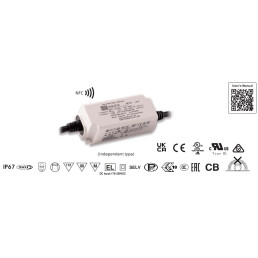 Impulsinis maitinimo šaltinis LED 12V 2.1A, 25W, IP67, MEAN WELL