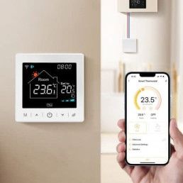 Išmanus, nešiojamas termostatas šildymo katilui arba termo pavaroms, Wi-Fi TUYA + RF