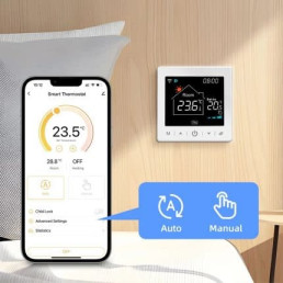 Išmanus, nešiojamas termostatas šildymo katilui arba termo pavaroms, Wi-Fi TUYA + RF
