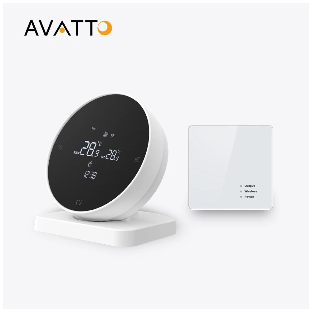 Išmanus, nešiojamas termostatas šildymo katilui arba termo pavaroms, Wi-Fi TUYA + RF