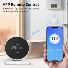 Išmanus, nešiojamas termostatas šildymo katilui arba termo pavaroms, Wi-Fi TUYA + RF