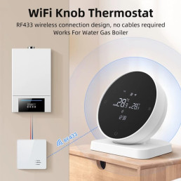 Išmanus, nešiojamas termostatas šildymo katilui arba termo pavaroms, Wi-Fi TUYA + RF