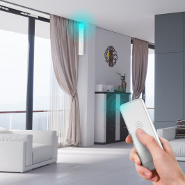 Užuolaidų bėgelis su elektriniu motoru, valdomu ZigBee TUYA ir pulteliu, iki 6.2m ilgio, komplektas