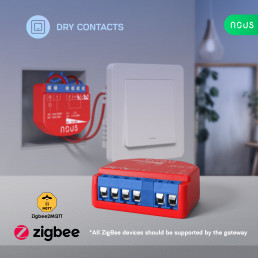 Išmani relė / jungiklis su sauso kontakto jungtimis, 1 kanalo, be galios matavimo ZigBee 2MQTT, TUYA