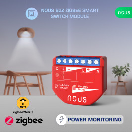 Išmani relė / jungiklis su sauso kontakto jungtimis, 1 kanalo, su galios matavimu, ZigBee 2MQTT, TUYA