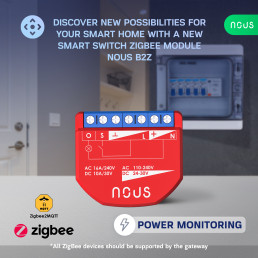 Išmani relė / jungiklis su sauso kontakto jungtimis, 1 kanalo, su galios matavimu, ZigBee 2MQTT, TUYA