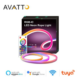 LED juostos NEON FLEX rinkinys, RGB skaitmeninė SPI, 3 metrai, su Wi-Fi TUYA valdikliu