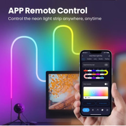 LED juostos NEON FLEX rinkinys, RGB skaitmeninė SPI, 5 metrai, su Wi-Fi TUYA valdikliu