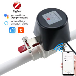 Išmanusis ZigBee vandens ir dujų sklendės valdiklis, juodas, TUYA / Smart Life