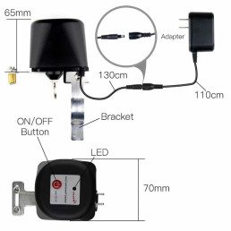 Išmanusis ZigBee vandens ir dujų sklendės valdiklis, juodas, TUYA / Smart Life