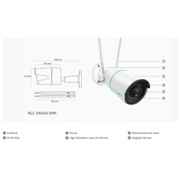 Wi-Fi kamera W320, BULLET, 5MP, IP67, H264, 2.4GHz + 5GHz MicroSD iki 256GB