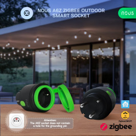 Išmanioji rozetė ZigBee, 230Vac 16A, hermetiška IP44, su energijos matavimu, TUYA / Smart Life