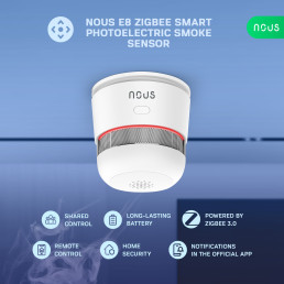 Išmanusis bevielis patalpos dūmų jutiklis su 85dB sirena, TUYA ZigBee MQTT