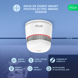 Išmanusis bevielis patalpos dūmų jutiklis su 85dB sirena, TUYA ZigBee MQTT