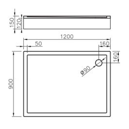 Akmens masės dušo padėklas Vispool QQ-120 90x120 cm stačiakampis baltas