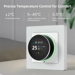 Išmanus, sieninis termostatas grindų termo pavaroms su ratuku, Wi-Fi, TUYA