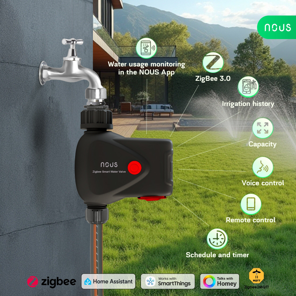 Išmanusis laistymo sistemos valdiklis NOUS L14, ZigBee 2 MQTT, TUYA