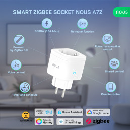Išmanioji ZigBee rozetė A7Z, 3680W 16A, su energijos matavimu, TUYA MQTT