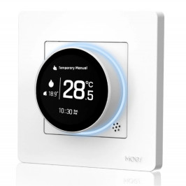 Išmanus, sieninis termostatas dujų/ vandens katilui valdyti, su ratuku, baltas, ZigBee, TUYA