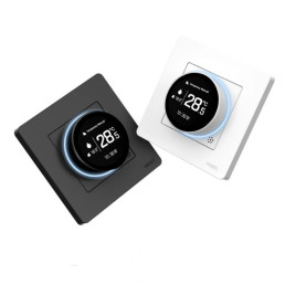 Išmanus, sieninis termostatas grindų termo pavaroms su ratuku, baltas, ZigBee, TUYA