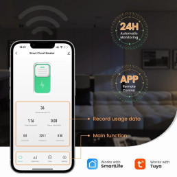 Išmani relė DIN bėgeliui 230Vac, 16A, Wi-Fi TUYA, su energijos matavimo funkcija