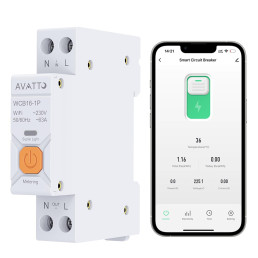 Išmani relė DIN bėgeliui 230Vac, 16A, ZigBee TUYA, su energijos matavimo funkcija