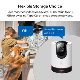 Wi-Fi vidaus kamera, 2K 1440p, Apple Homekit, Pan/ Tilt, su privatumo rėžimu, MicroSD iki 512GB
