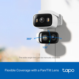 Lauko / Vidaus Wi-Fi kamera su dviem objektyvais, 2K 3MP F2.8 + F6.0, IP65, MicroSD iki 512GB