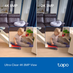 Wi-Fi vidaus kamera, 4K 8MP, 2.4 + 5 GHz, Wi-Fi 6, Color Night Vision, MicroSD iki 512GB