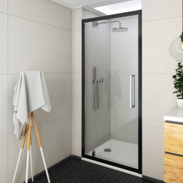 Atveriamos dušo durys ECDO1N/1000 975-1015x2050 mm profilis juodas stiklas transparent