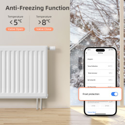 Išmanusis ZigBee TUYA termostatas radiatoriui su indikacija, 3x AA, TUYA