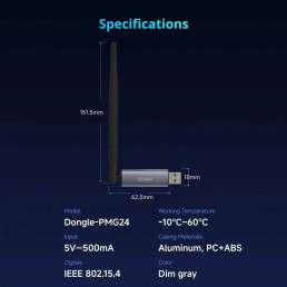 Išmanių namų tinklo adapteris Dongle PLUS MG24 Zigbee/ Thread MQTT