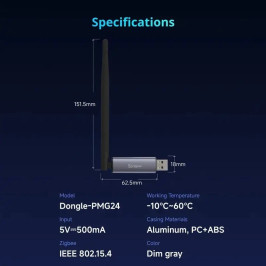 Išmanių namų tinklo adapteris Dongle PLUS MG24 Zigbee/ Thread MQTT