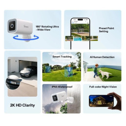 Wi-Fi lauko kamera BULLET B1P, 2K 1440p, IP65, USB-A maitinimas, SD iki 128GB