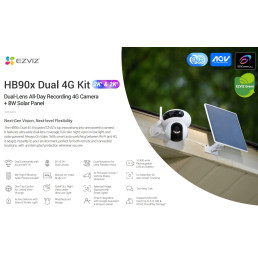 Bevielė Wi-Fi + 4G/ LTE kamera HB90x 4MP + 4MP, su saulės panele, 10400mAh, MicroSD