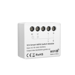 Išmani relė Wi-Fi 6, 230Vac, 8A, MINI. su energijos matavimu, TUYA / Smart Life