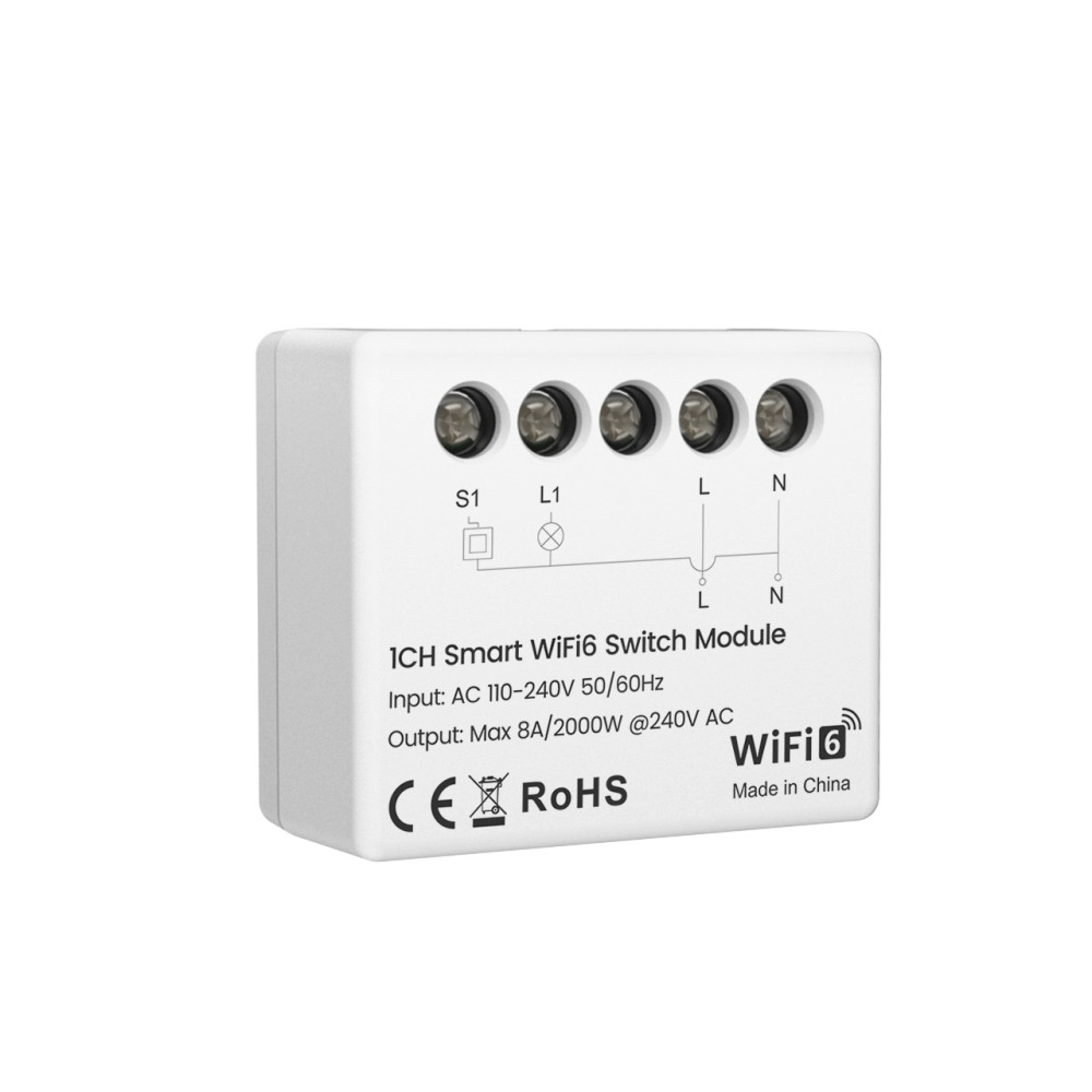 Išmani relė Wi-Fi 6, 230Vac, 8A, MINI. su energijos matavimu, TUYA / Smart Life