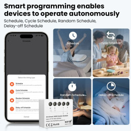 Išmani relė Wi-Fi 6, 230Vac, 8A, MINI. su energijos matavimu, TUYA / Smart Life