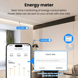 Išmani relė Wi-Fi 6, 230Vac, 8A, MINI. su energijos matavimu, TUYA / Smart Life