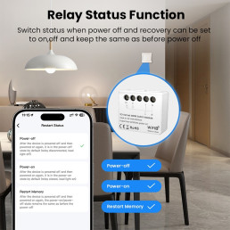 Išmani relė Wi-Fi 6, 230Vac, 8A, MINI. su energijos matavimu, TUYA / Smart Life