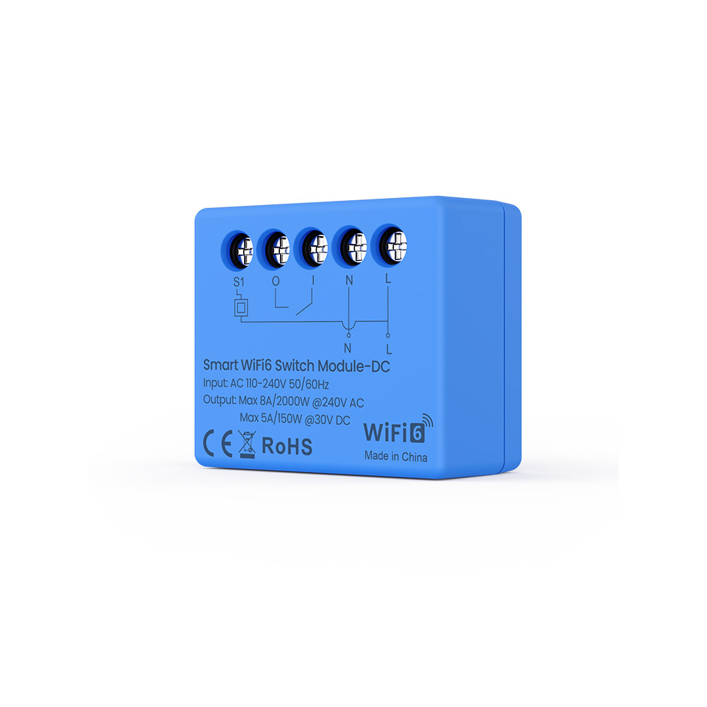 Išmani relė Wi-Fi 6, 230Vac 8A, 30Vdc 5A, MINI. su sausu kontaktu, TUYA / Smart Life