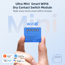 Išmani relė Wi-Fi 6, 230Vac 8A, 30Vdc 5A, MINI. su sausu kontaktu, TUYA / Smart Life