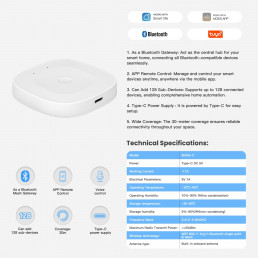 Išmanių namų Bluetooth - Wi-Fi signalo stotelė, USB C, BRIDGE, MESH, TUYA / Smart Life