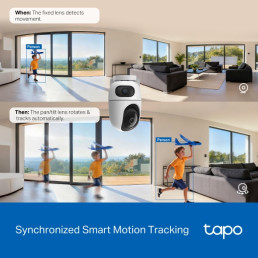 Wi-Fi vidaus kamera C245D su dviem obejktyvais 3MP 2K, PT valdoma, MicroSD iki 512GB