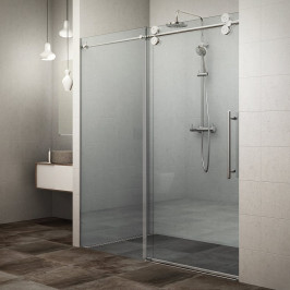 Slankiojančios dušo durys KID2/1500 profilis blizgus stiklas skaidrus