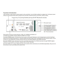 LED valdiklis 12-48V DIM / RGBW / CCT / RGB + CCT, PUSH-DIM, ZigBee, 5x8A, Sunricher