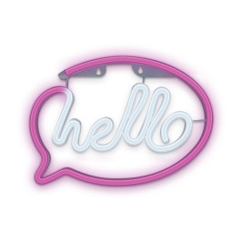 LED NEON dekoracija HELLO, rožinė-balta, 5V USB/ 3xAA