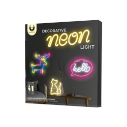LED NEON dekoracija HELLO, rožinė-balta, 5V USB/ 3xAA