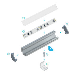 Profilis aliuminis juodas anoduotas LED juostoms kampinis, paviršinis C, 3m LUMINES